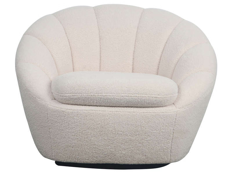 Fauteuil pivotant BOGOTA en tissu bouclette coloris blanc