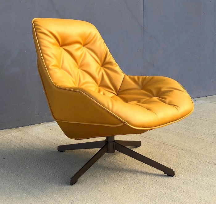 Fauteuil moderne TREK aspect cuir jaune - Maisons du Monde