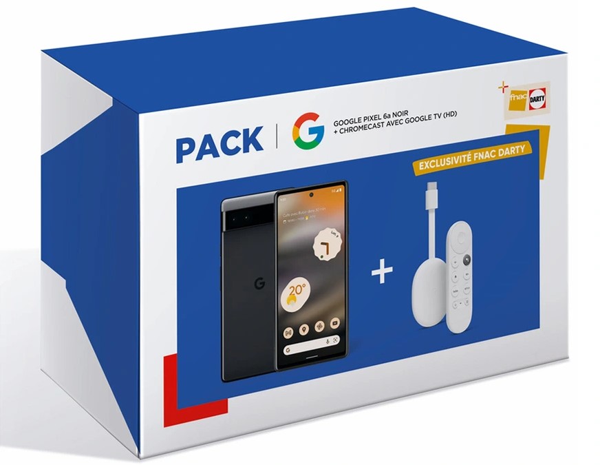 Smartphone Google Pack Pixel 6A 128Go Noir 5G + Chromecast HD