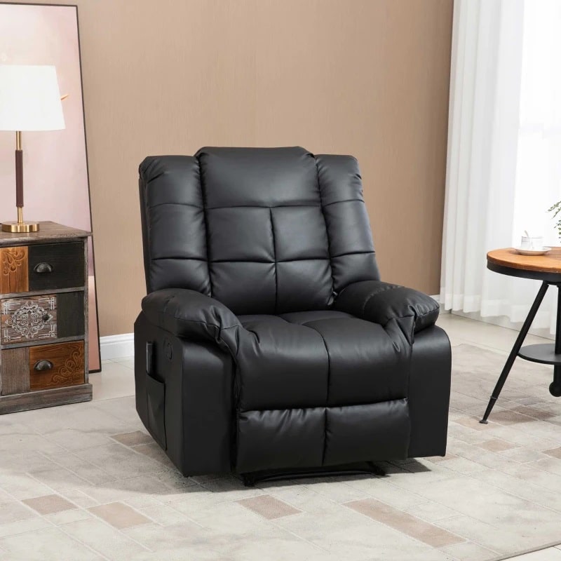 HOMCOM Fauteuil Luxe de Relaxation et Massage Inclinaison Dossier Noir