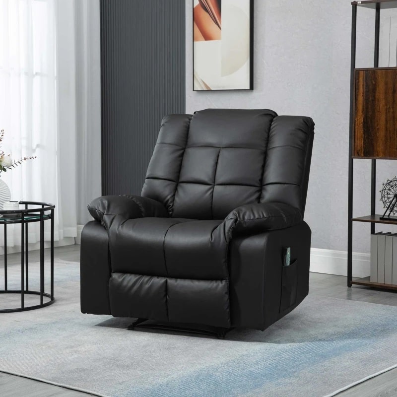 HOMCOM Fauteuil Luxe de Relaxation et Massage Inclinaison Dossier Noir