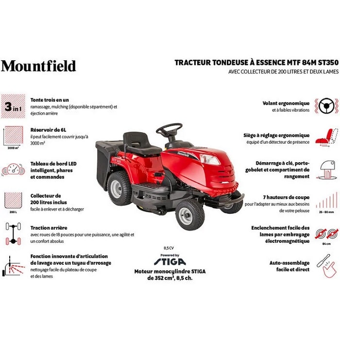 Mountfield MTF 84M Tracteur tondeuse thermique