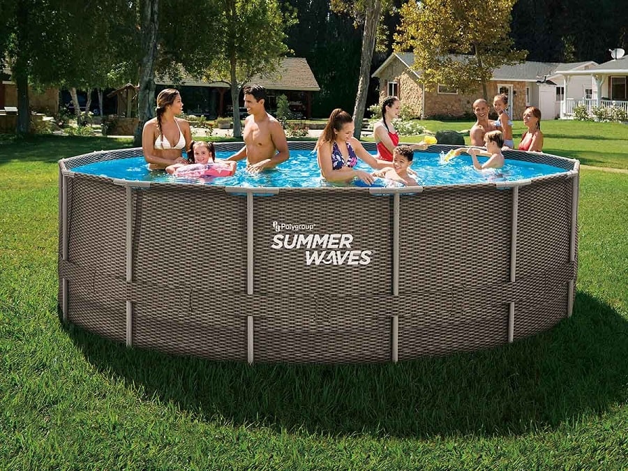 Soldes Piscine tubulaire ACTIVE FRAME POOL Summer Waves ronde effet rotin 4,88 x 1,22 m