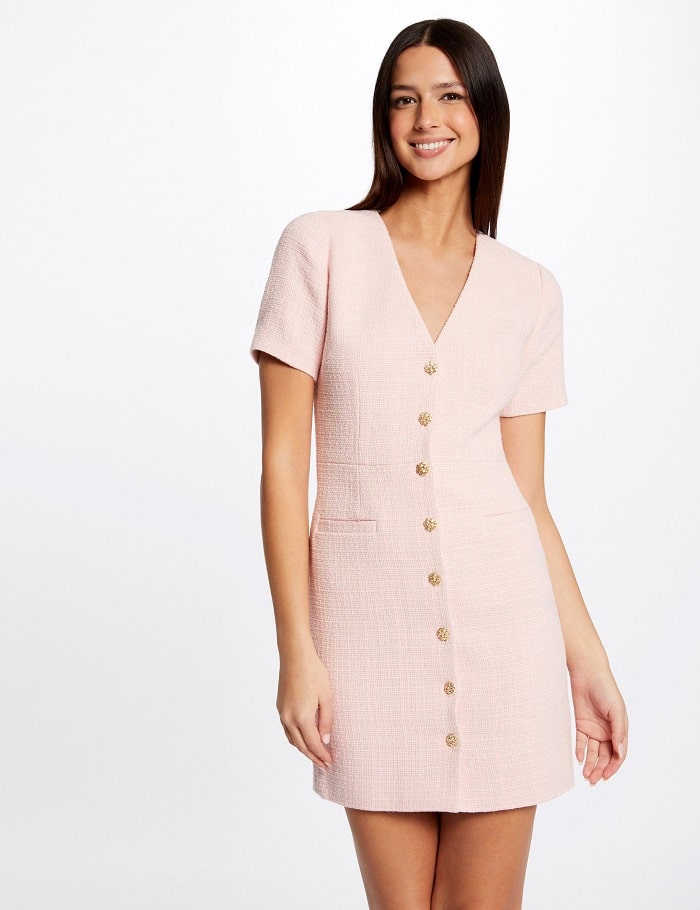 Robe ajustée boutonnée Iris Mittenaere MORGAN rose