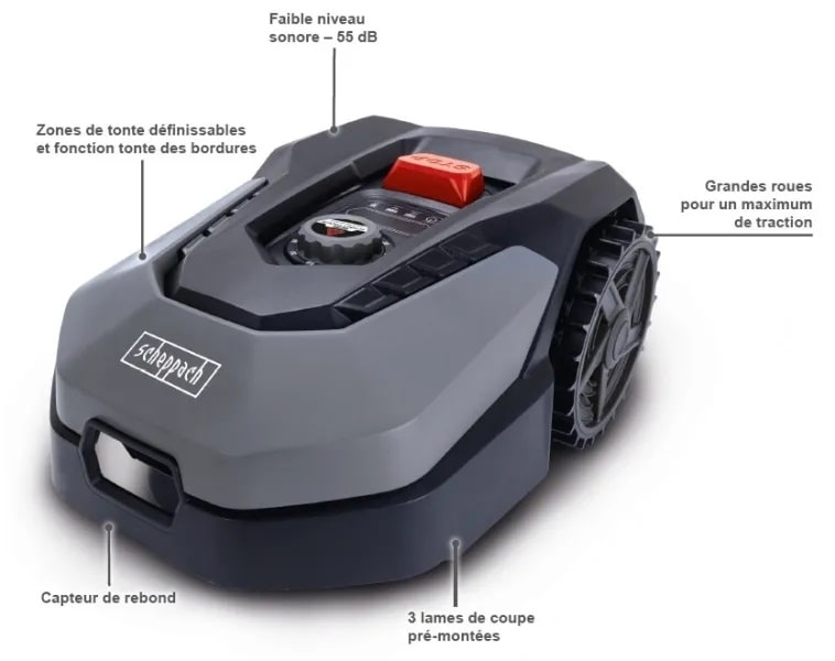 Robot tondeuse connecté Scheppach RLM500W 400 M²