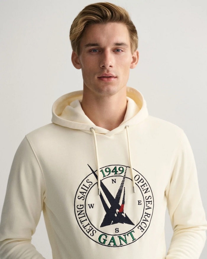 GANT Sweat à capuche Sail Graphic crème