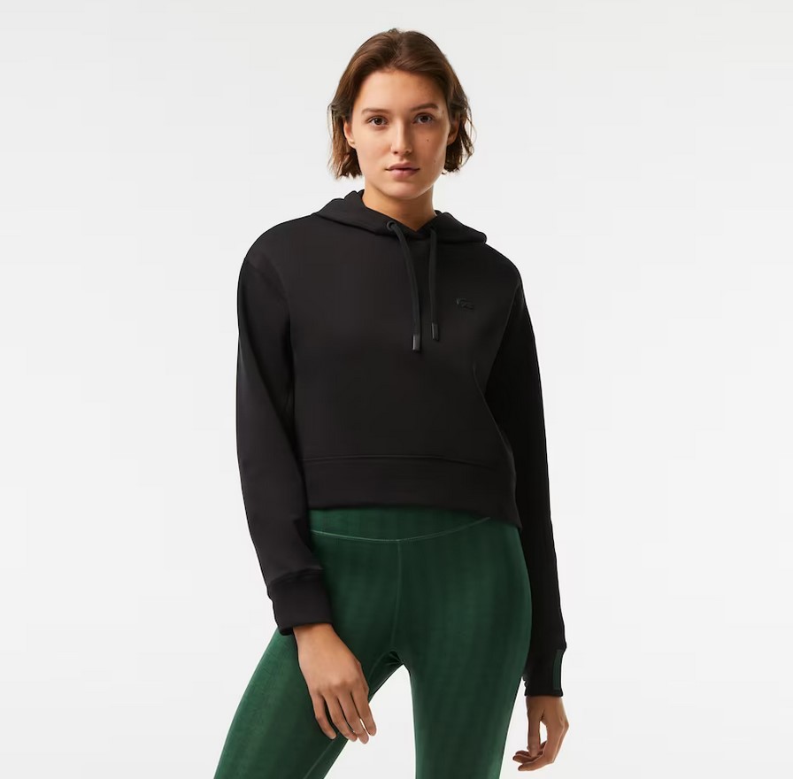 Sweatshirt à capuche Femme Lacoste avec passe-pouce Noir