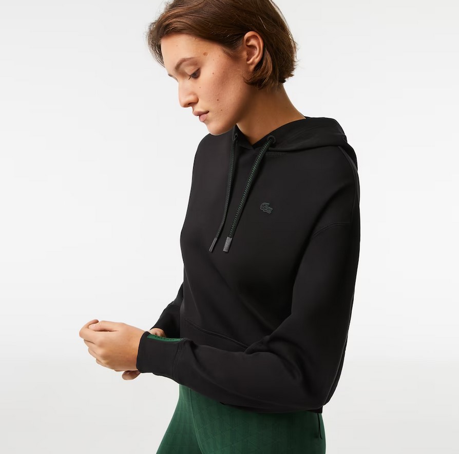 Sweatshirt à capuche Femme Lacoste avec passe-pouce Noir