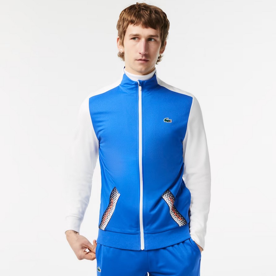 Sweatshirt zippé Homme Lacoste Tennis indémaillable Bleu/Blanc/Bleu