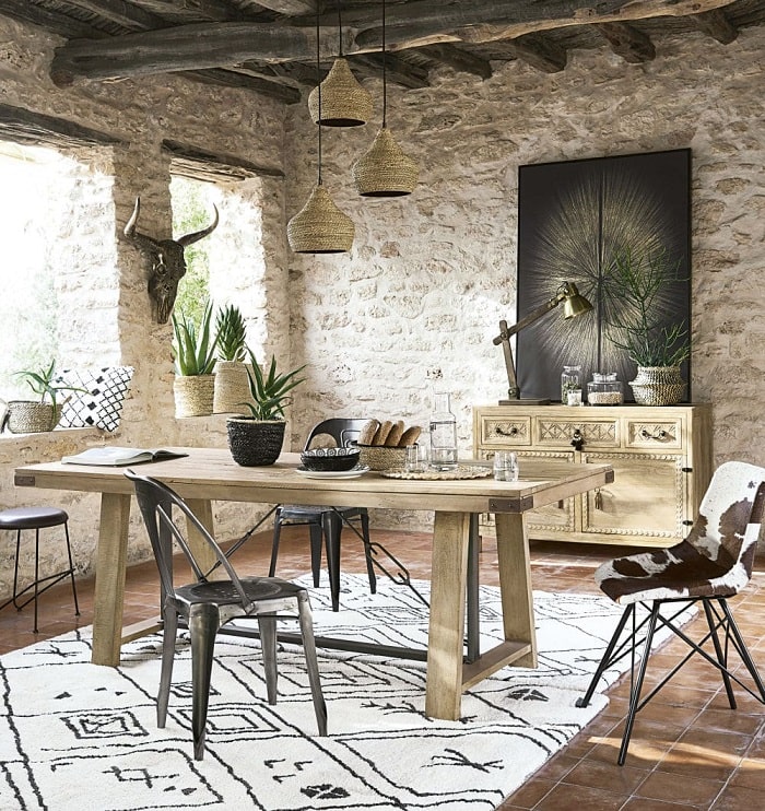 Table à manger industrielle CRAFTER 8/10 personnes en manguier et métal - Maisons du Monde