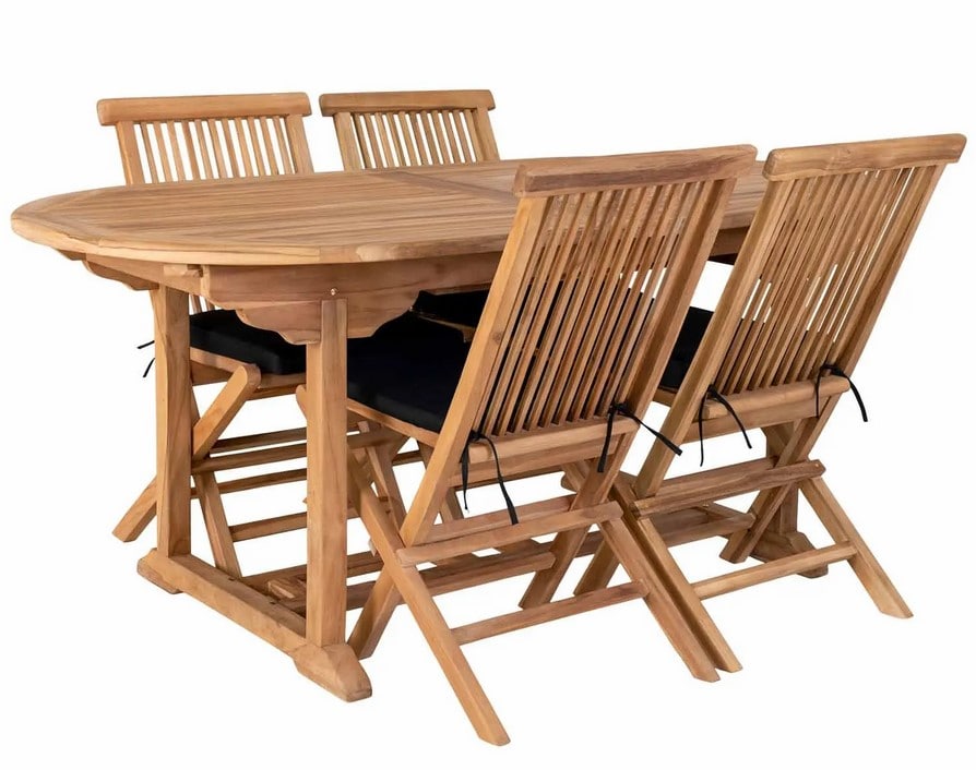 Table de jardin extensible HOUSE NORDIC 180/240 cm + 4 chaises en teck