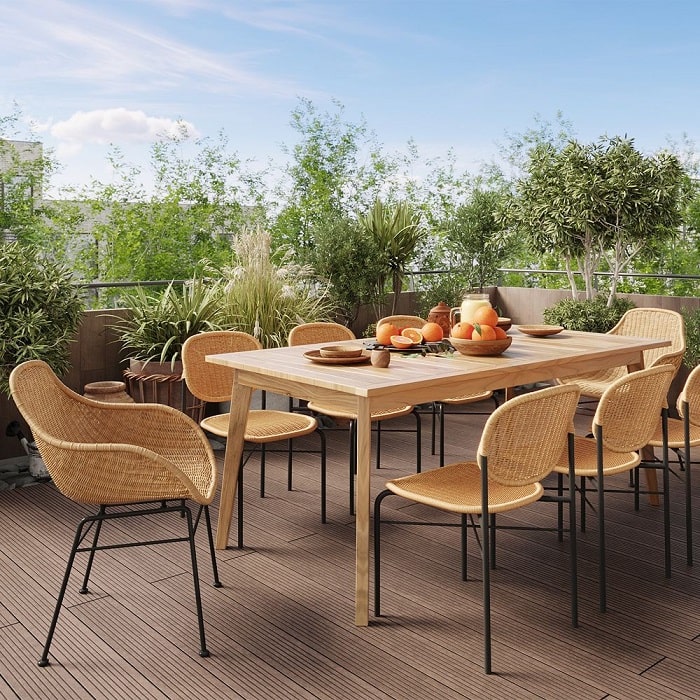 Table de jardin extensible TUNGA en teck massif