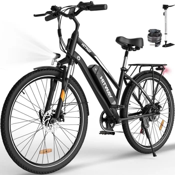 HITWAY Vélo Électrique BK27 25 km/h Autonomie jusqu’à 90Km Noir