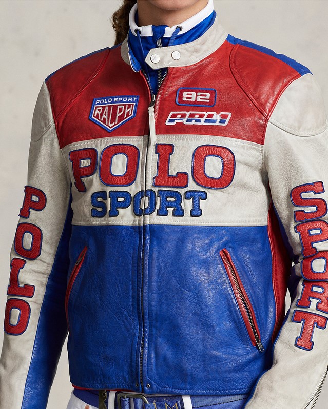Polo Ralph Lauren Veste Café Racer Polo Sport en cuir Étoile saphir multi