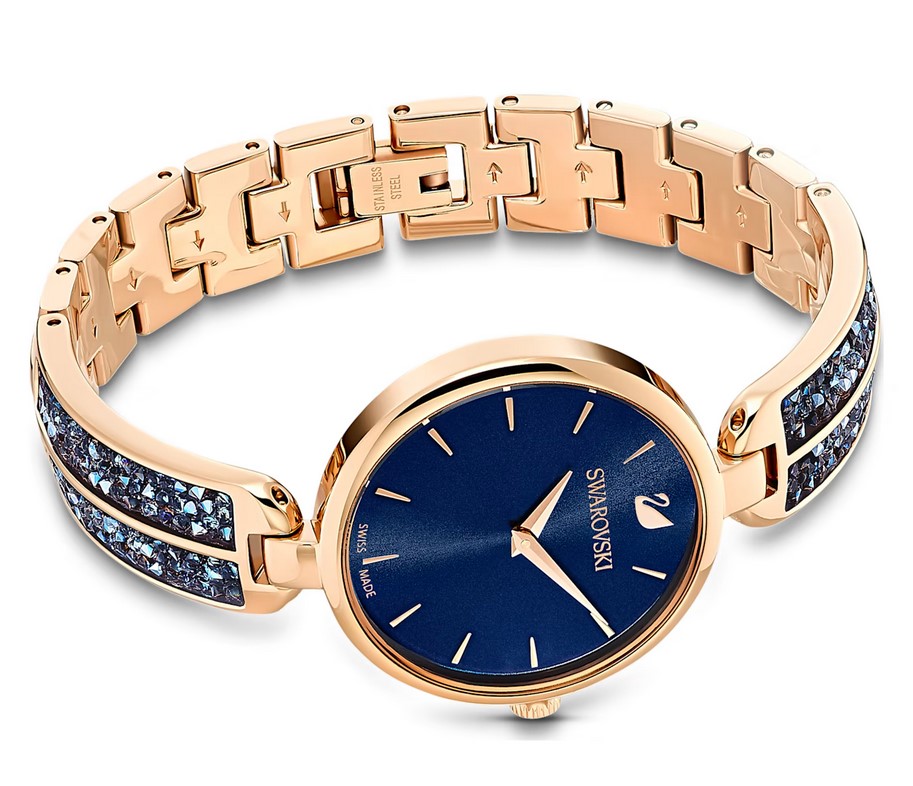 Montre Dream Rock Swarovski Bracelet en métal, Bleues, Finition or rose