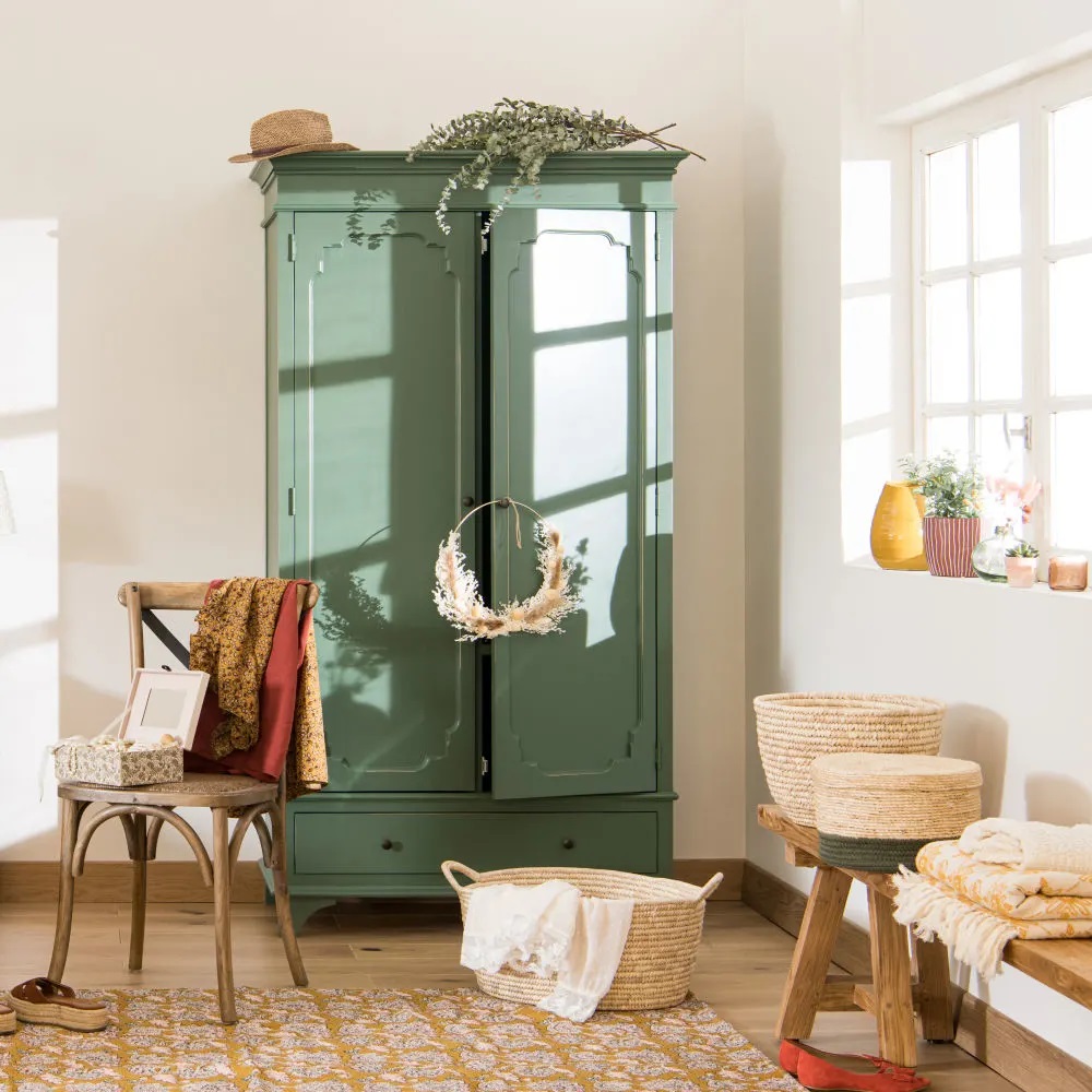 Armoire SELENA 2 portes 1 tiroir vert kaki - Maisons du Monde