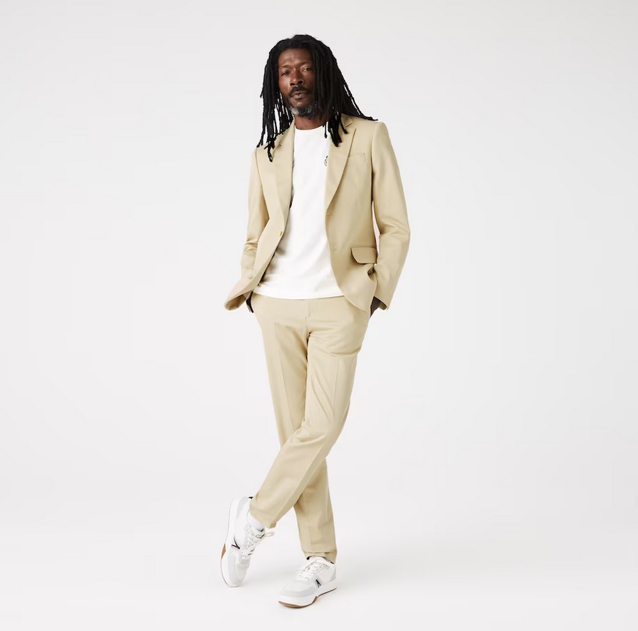 Blazer uni Lacoste en coton et lin stretch - Blazer Homme Lacoste - Iziva.com