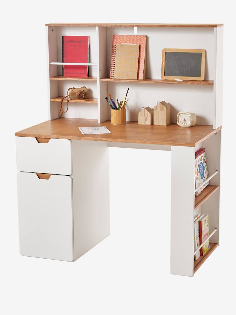 Bureau enfant avec rangements LIGNE PIROUETTE blanc