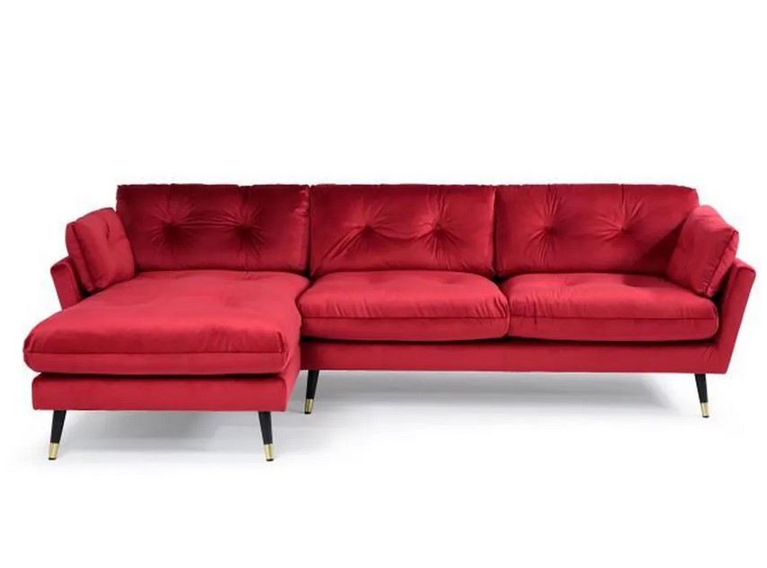 Canapé d'angle gauche fixe 4 places CALHERN Velours rouge