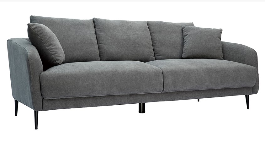 Canapé design 3 places JERRY en tissu effet velours gris