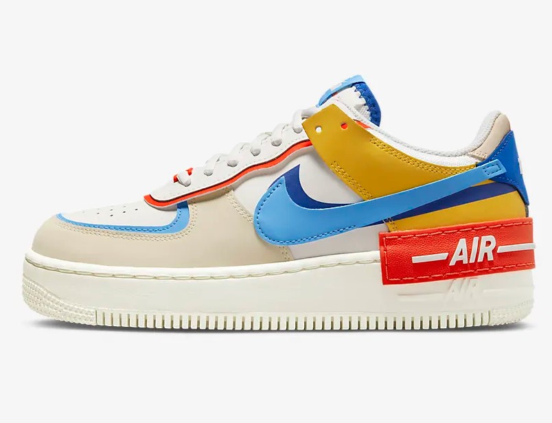 Nike Air Force 1 Shadow Voile/Royal électrique/Orange rush/Bleu université