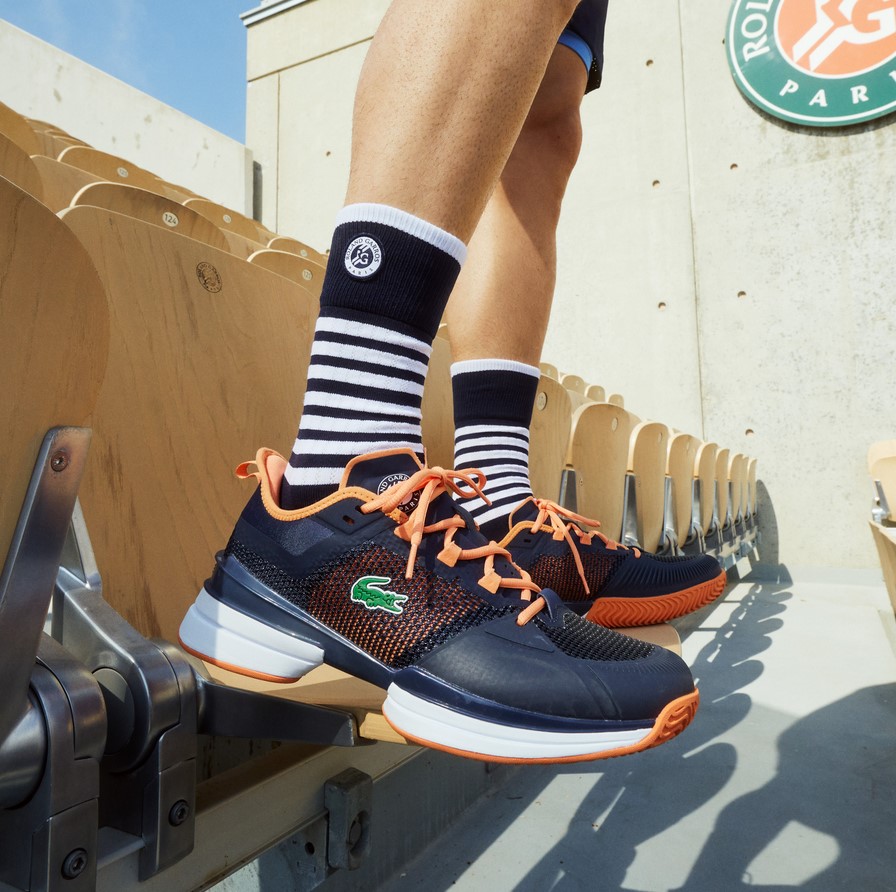 Chaussures de Tennis AG-LT21 Ultra Roland Garros Lacoste en tissu Marine/Orange  pour Homme