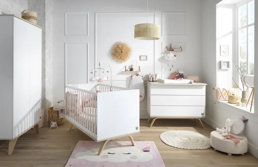 Lit bébé évolutif Little Big Bed SERENA 140X70 cm en Bois Blanc