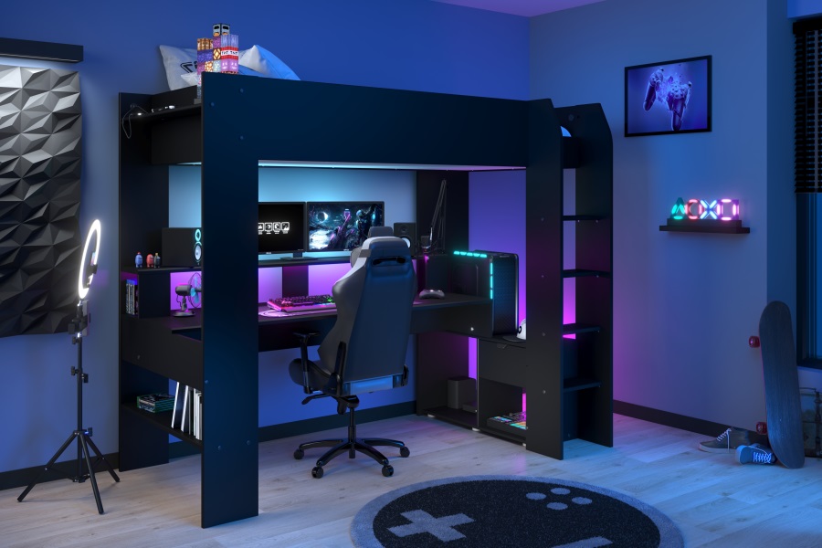 Lit mezzanine combiné enfant LED Gamer ONLINE