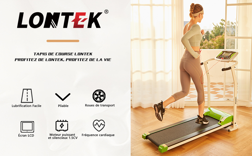 LONTEK Tapis de Course Pliable-Treadmill 10km/h