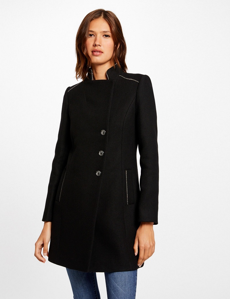 Manteau cintré MORGAN boutonné noir 