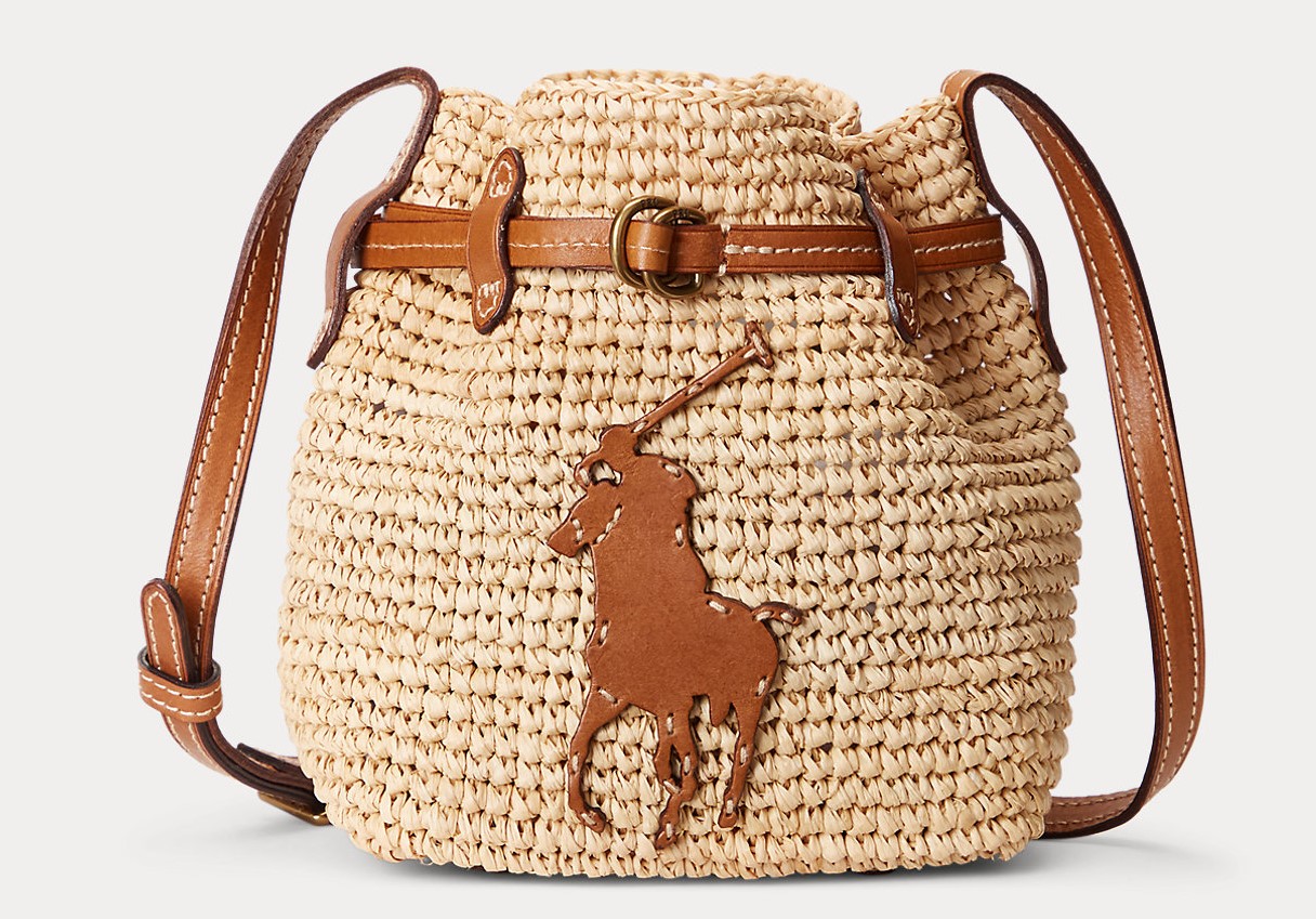 Polo Ralph Lauren Mini sac seau Bellport en raphia