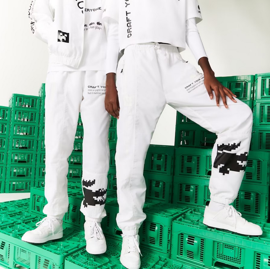 Pantalon de survêtement unisexe Lacoste L!VE x Minecraft en nylon léger blanc