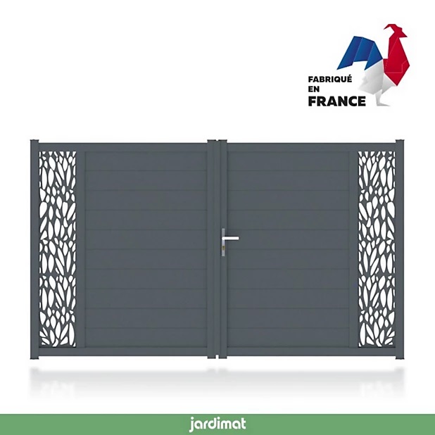 French Days CASTORAMA le Portail Jardimat aluminium NEVA 3 gris 7021 - 350 x h.180 cm à 1 511.10 € 