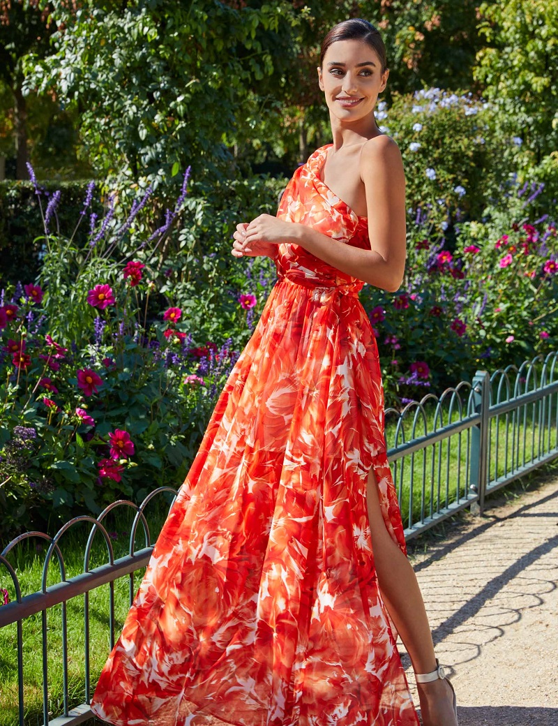 Robe longue évasée imprimé floral Morgan multico