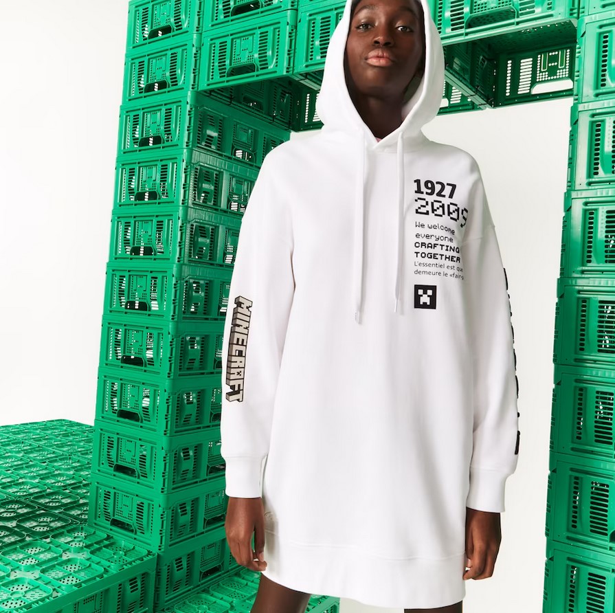 Robe sweatshirt Lacoste L!VE x Minecraft en molleton biologique blanc