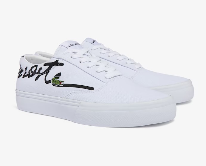 Sneakers Jump Serve Homme Lacoste à lacets en toile avec logo signature Blanc/Noir