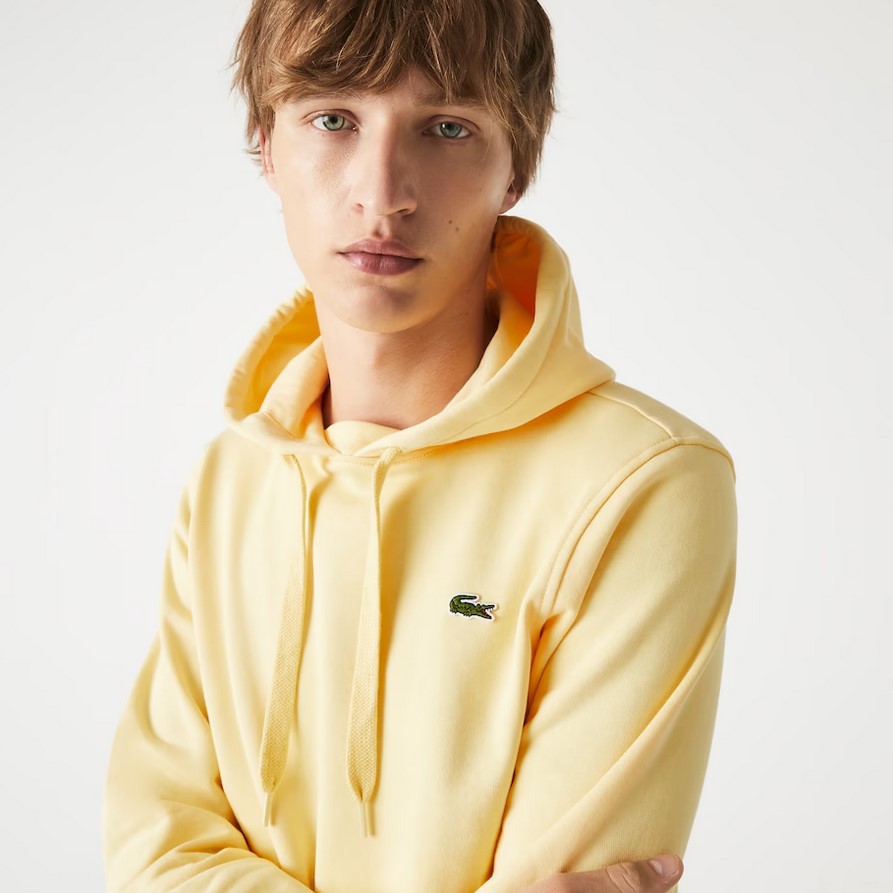 Sweatshirt à capuche Lacoste SPORT en molleton uni jaune