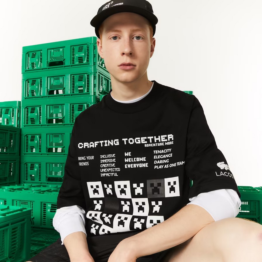 T-shirt loose fit Lacoste L!VE x Minecraft en coton biologique noir