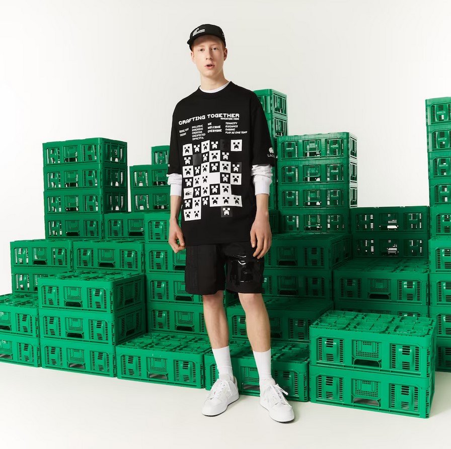 T-shirt loose fit Lacoste L!VE x Minecraft en coton biologique noir