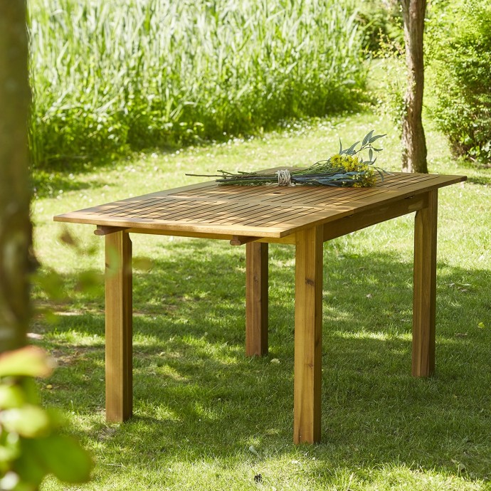 Table de jardin extensible HANOÏ 6/8 places en bois d'acacia FSC 