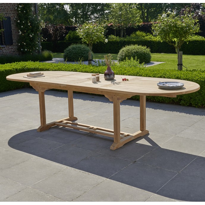 Table de jardin extensible ovale MIDLAND 10/12 places en teck