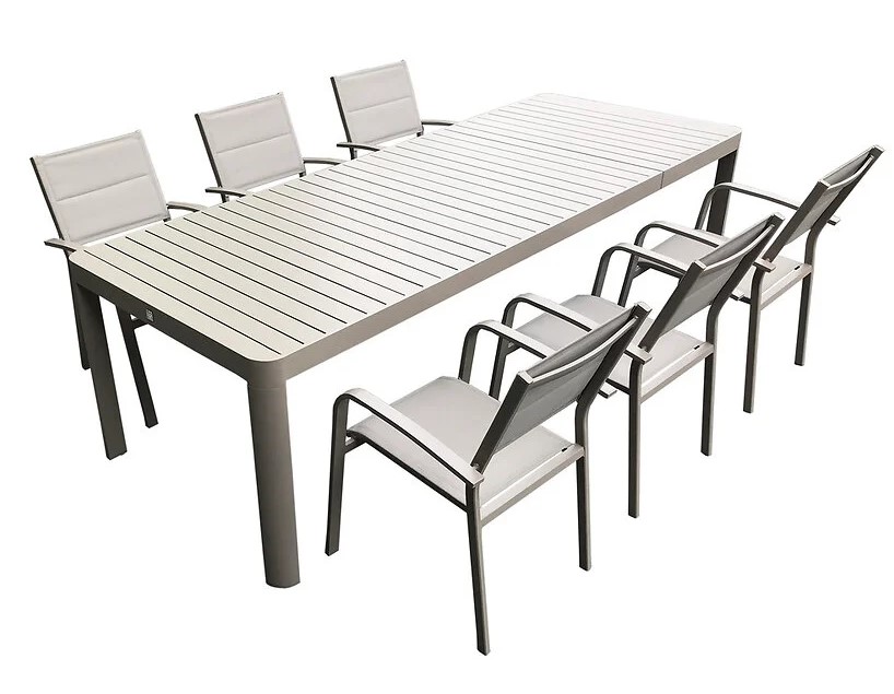 Table extensible taupe BUFALO 2 en aluminium