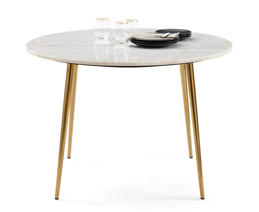 Table marbre ronde LUXUORE 4 couverts Blanc