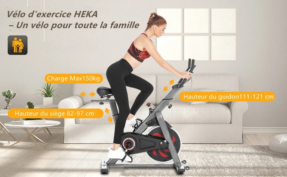 Vélo d’appartement biking HEKA Cardio Réglable