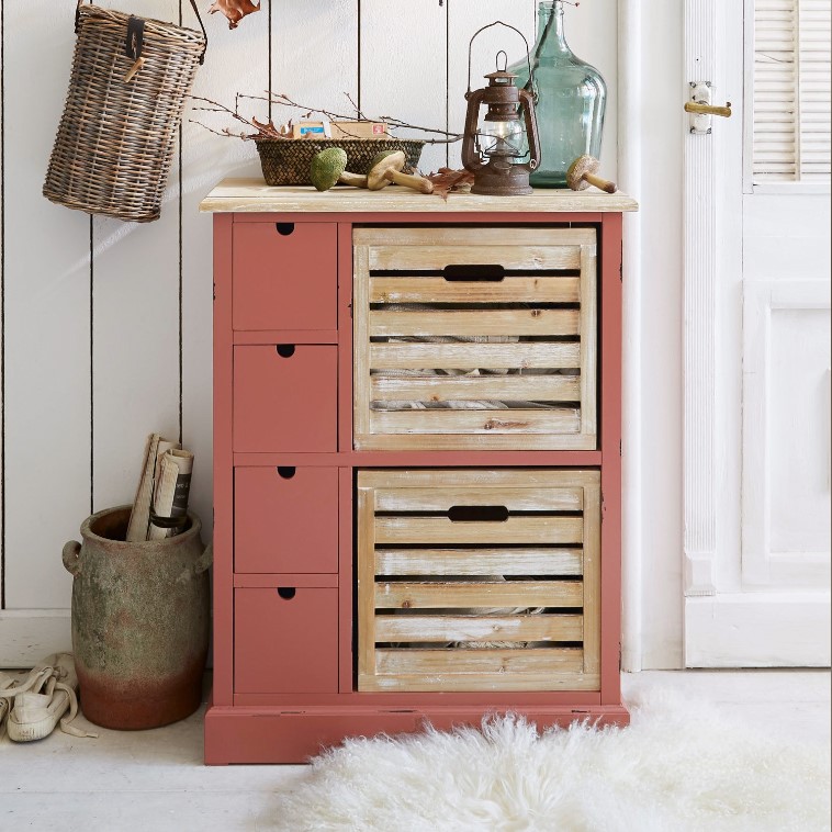 Commode ANIS Bois de sapin rouge vieilli/marron - Loberon