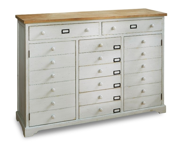 Commode CAERLEON Bois de pin blanc vieilli/marron