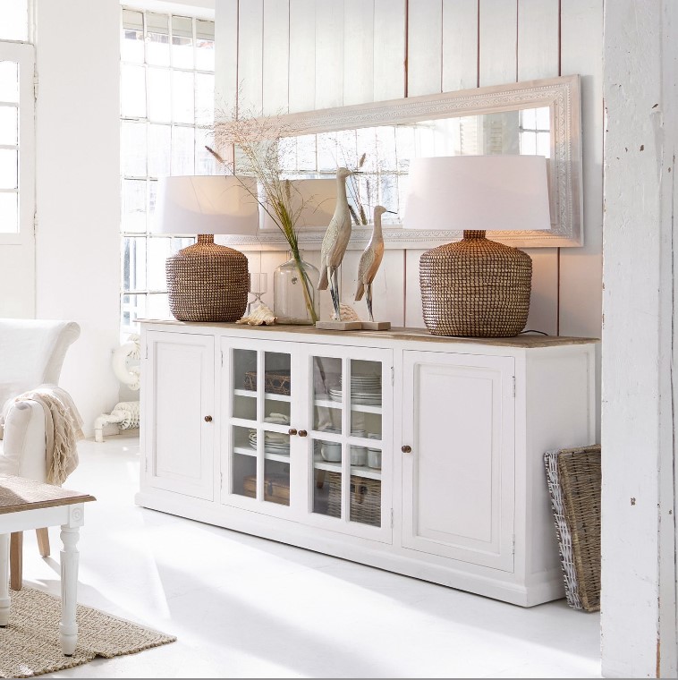 Commode KOSTAN Bois de manguier blanc/marron - Loberon
