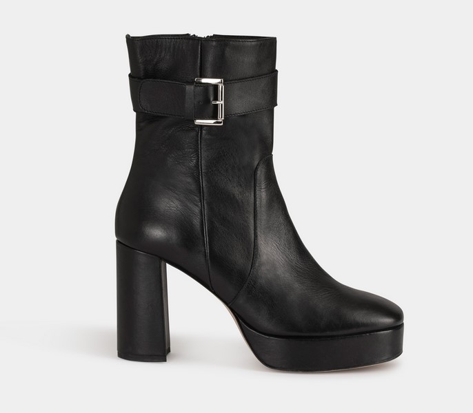 Bottines plateformes 1LEA MORGAN en cuir noir