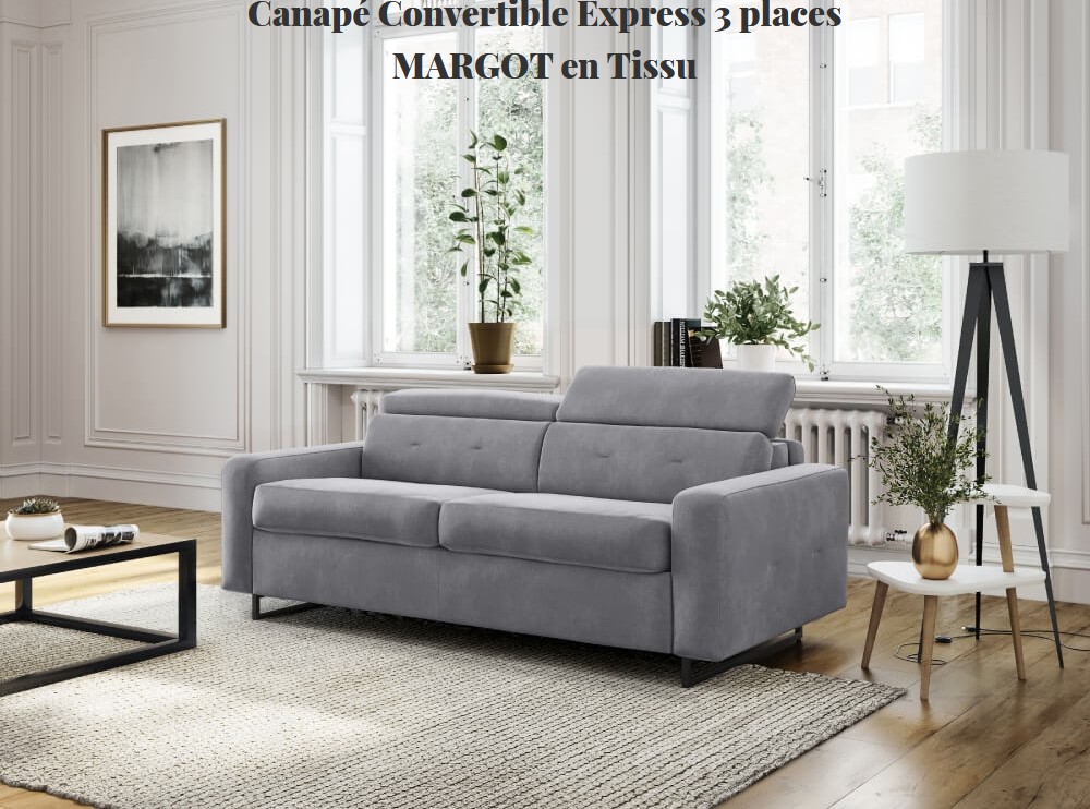 Canapé Convertible Express 3 places MARGOT USINESTREET en Tissu