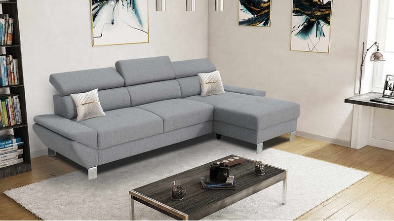Canapé d'angle fixe 4 places JORIS coloris gris